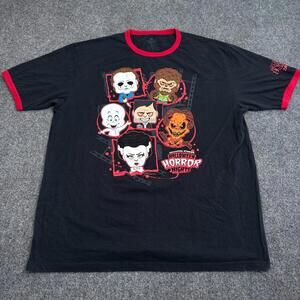 HHN Halloween Horror Nights Ringer T Shirt Adult Size 2XL XXL Monsters Chibi Tee